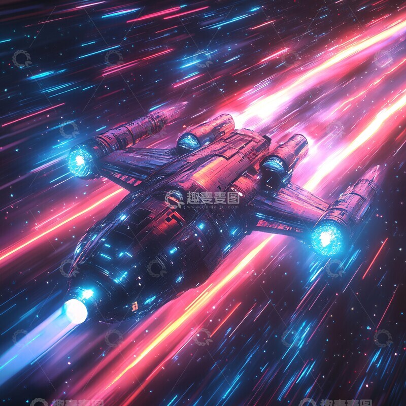高清大图下载【趣麦麦图】霓虹飞船穿越未来2