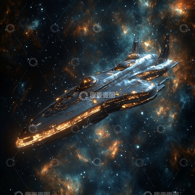 高清大图下载【趣麦麦图】科幻太空船背景1