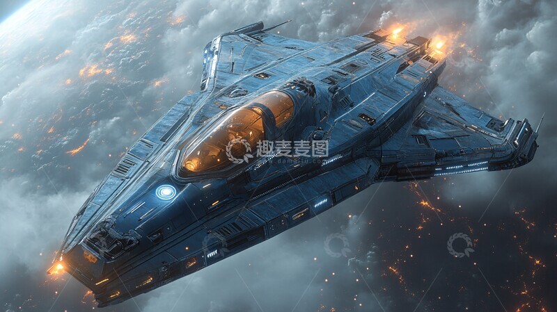 高清大图下载【趣麦麦图】蓝银星舰星舰宇宙太空