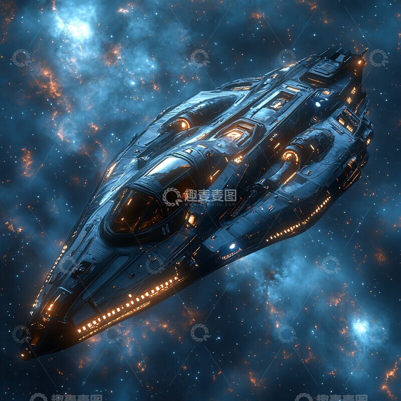 高清大图下载【趣麦麦图】黑色蓝色金属飞船2