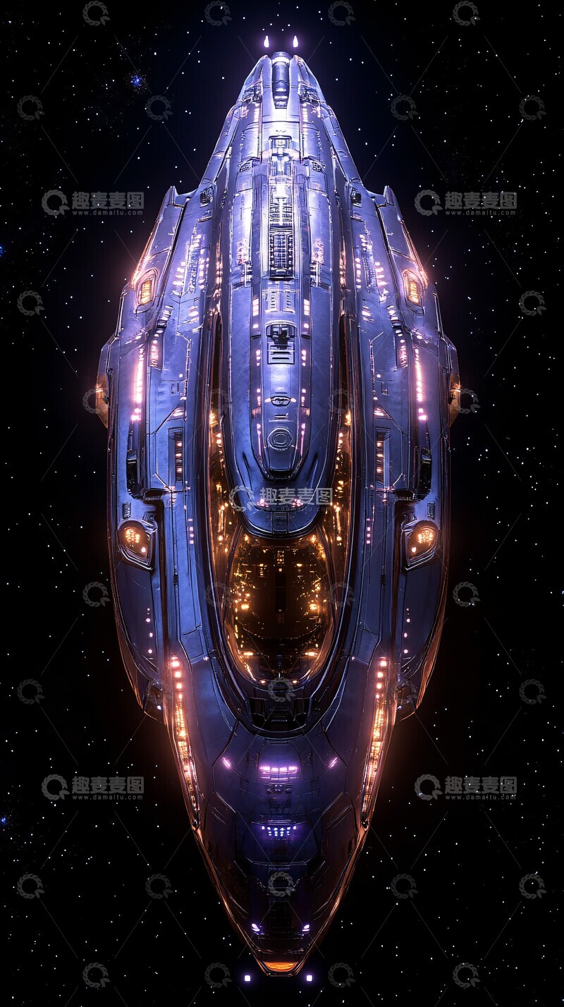 高清大图下载【趣麦麦图】蓝色紫色飞船设计2
