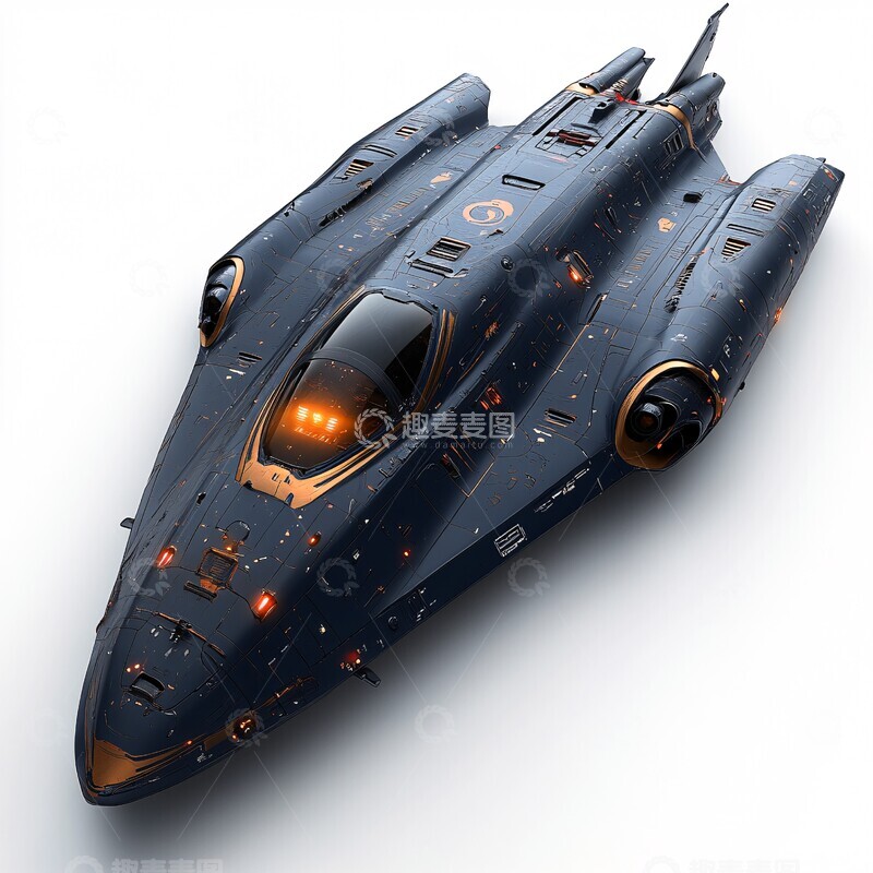 高清大图下载【趣麦麦图】深蓝飞船超光速引擎