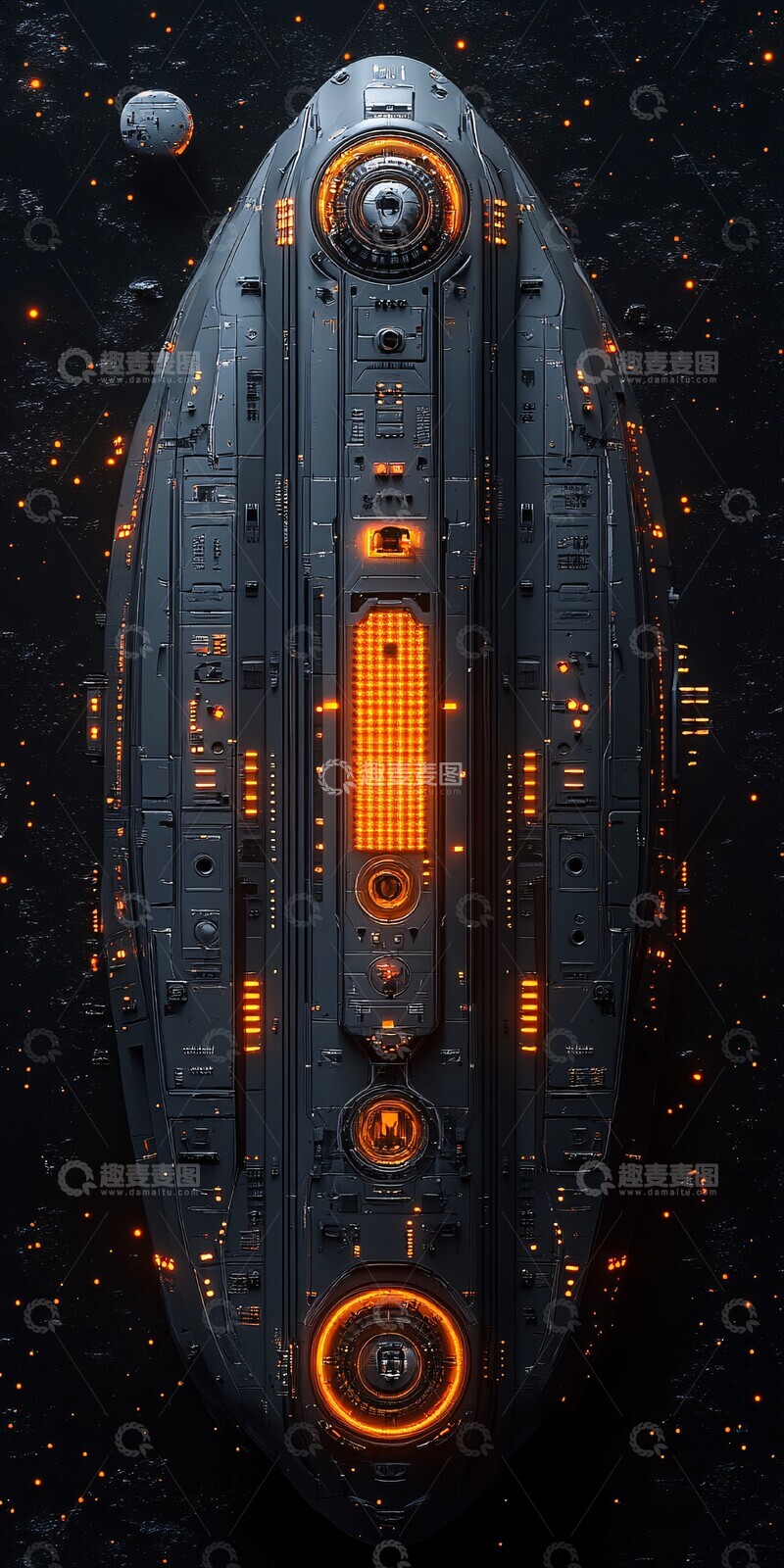 高清大图下载【趣麦麦图】-橙色机器人太空船1