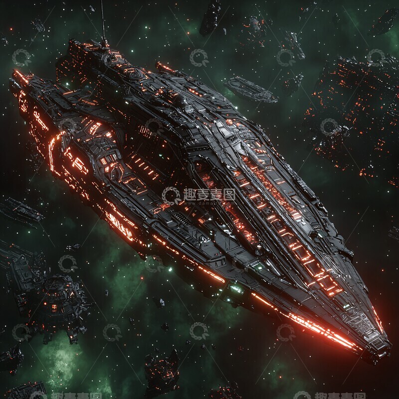 高清大图下载【趣麦麦图】克林战舰漂浮战场1