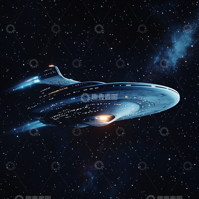 高清大图下载【趣麦麦图】星际飞船夜空航行3