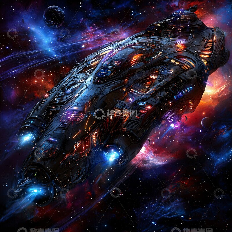 高清大图下载【趣麦麦图】巨型星舰穿越星云2