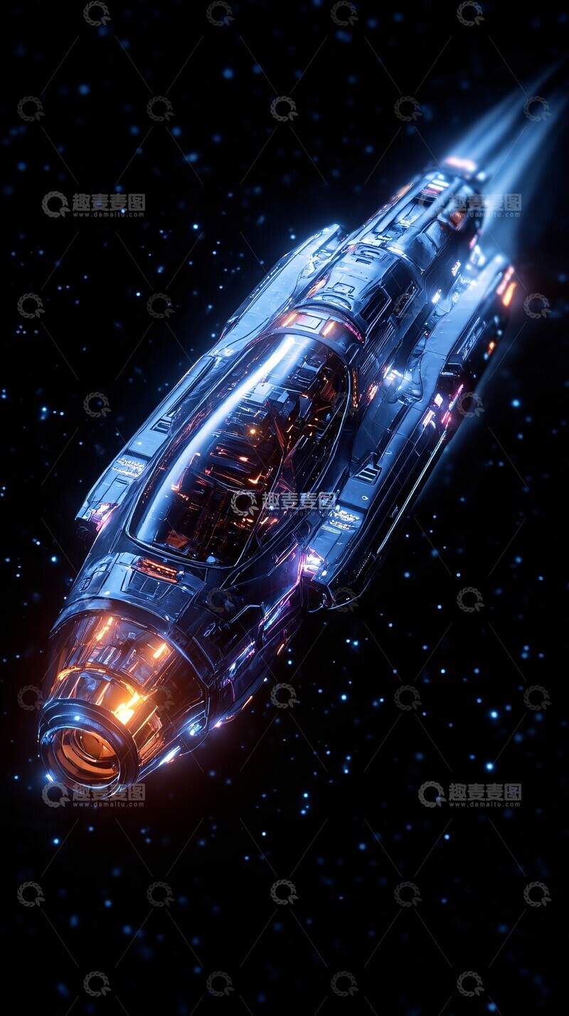 高清大图下载【趣麦麦图】蓝色紫色飞船设计3