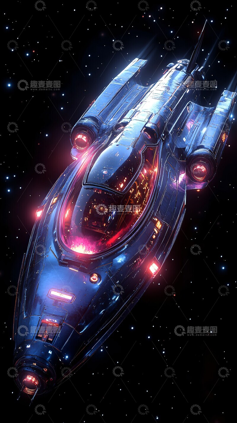 高清大图下载【趣麦麦图】蓝色紫色飞船设计