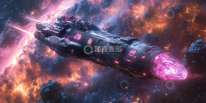 高清大图下载【趣麦麦图】紫色飞船太空视图