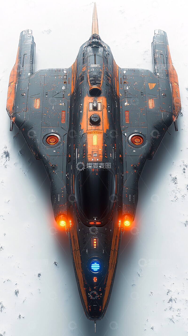 高清大图下载【趣麦麦图】蓝色机翼灯光飞机1