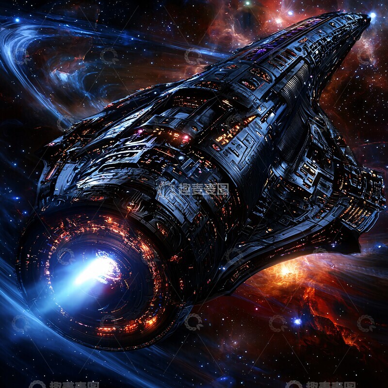 高清大图下载【趣麦麦图】巨型星舰穿越星云