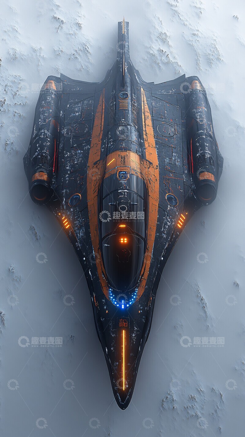 高清大图下载【趣麦麦图】蓝色机翼灯光飞机