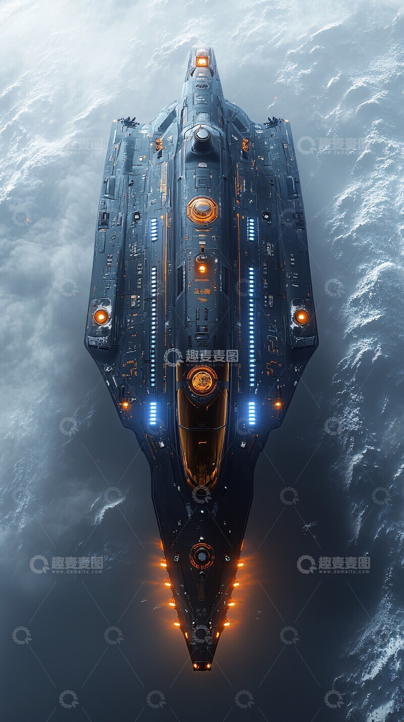 高清大图下载【趣麦麦图】蓝色机翼灯光飞机3