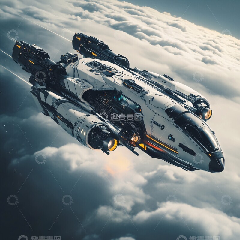 高清大图下载【趣麦麦图】太空船与天空背景2