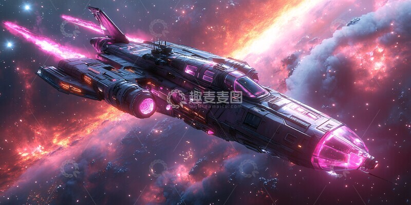 高清大图下载【趣麦麦图】紫色飞船太空视图2