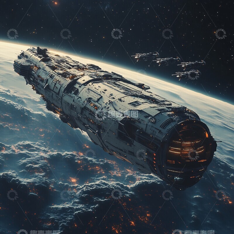 高清大图下载【趣麦麦图】太空船释放多颗卫星3