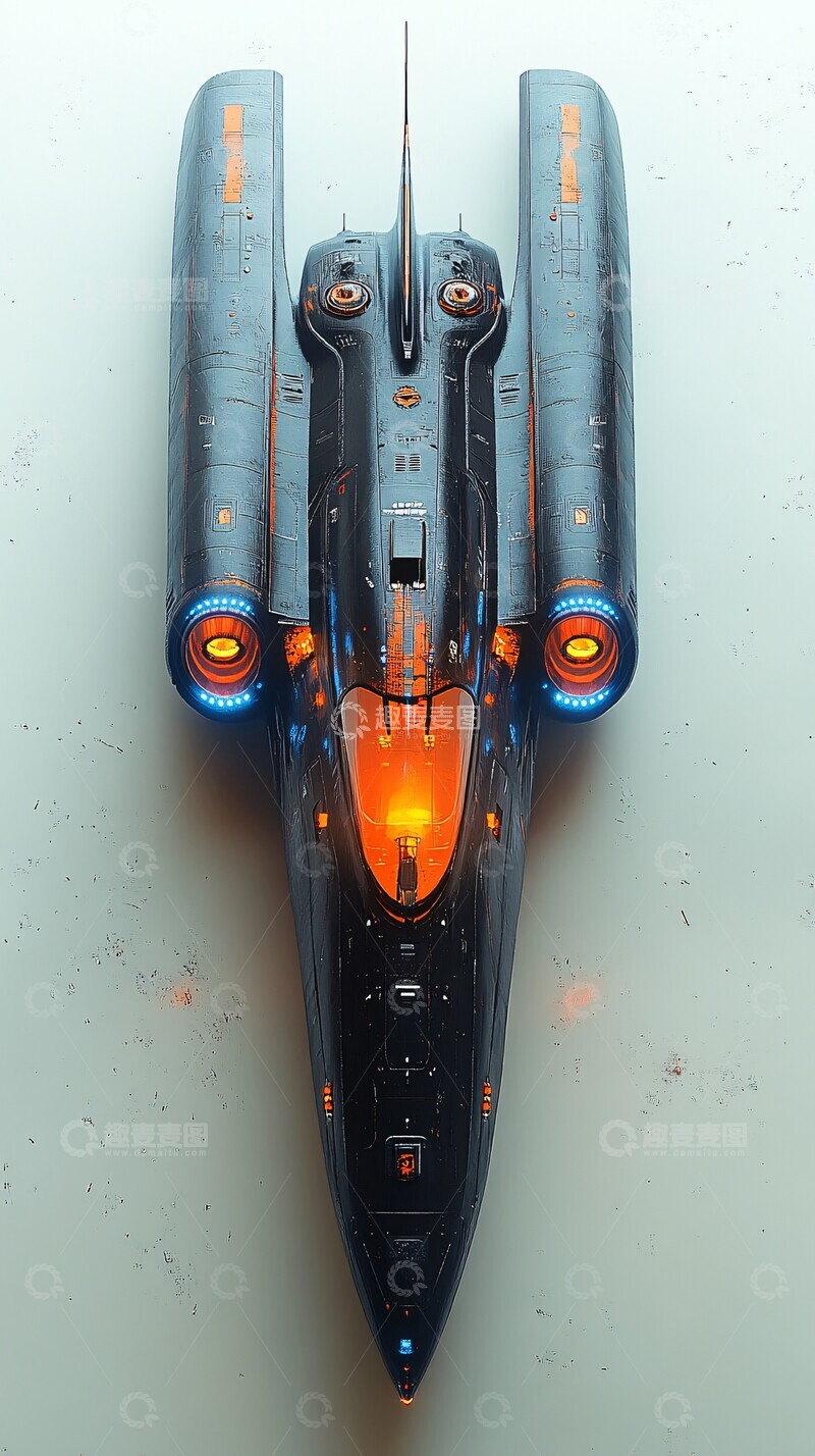 高清大图下载【趣麦麦图】蓝色机翼灯光飞机2