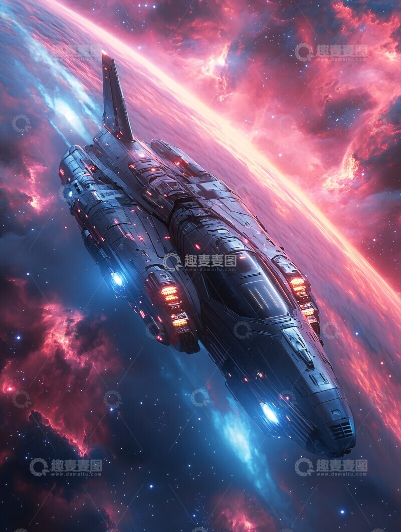 高清大图下载【趣麦麦图】星舰穿越极光1
