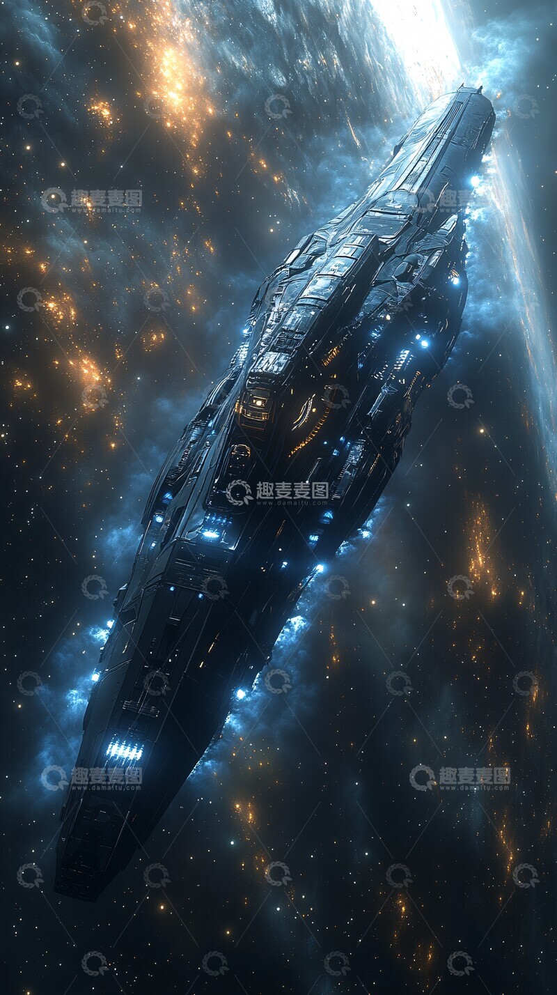 高清大图下载【趣麦麦图】黑色飞船星际飞行1
