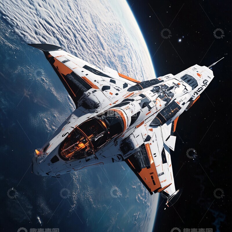 高清大图下载【趣麦麦图】蓝色太空船悬浮3