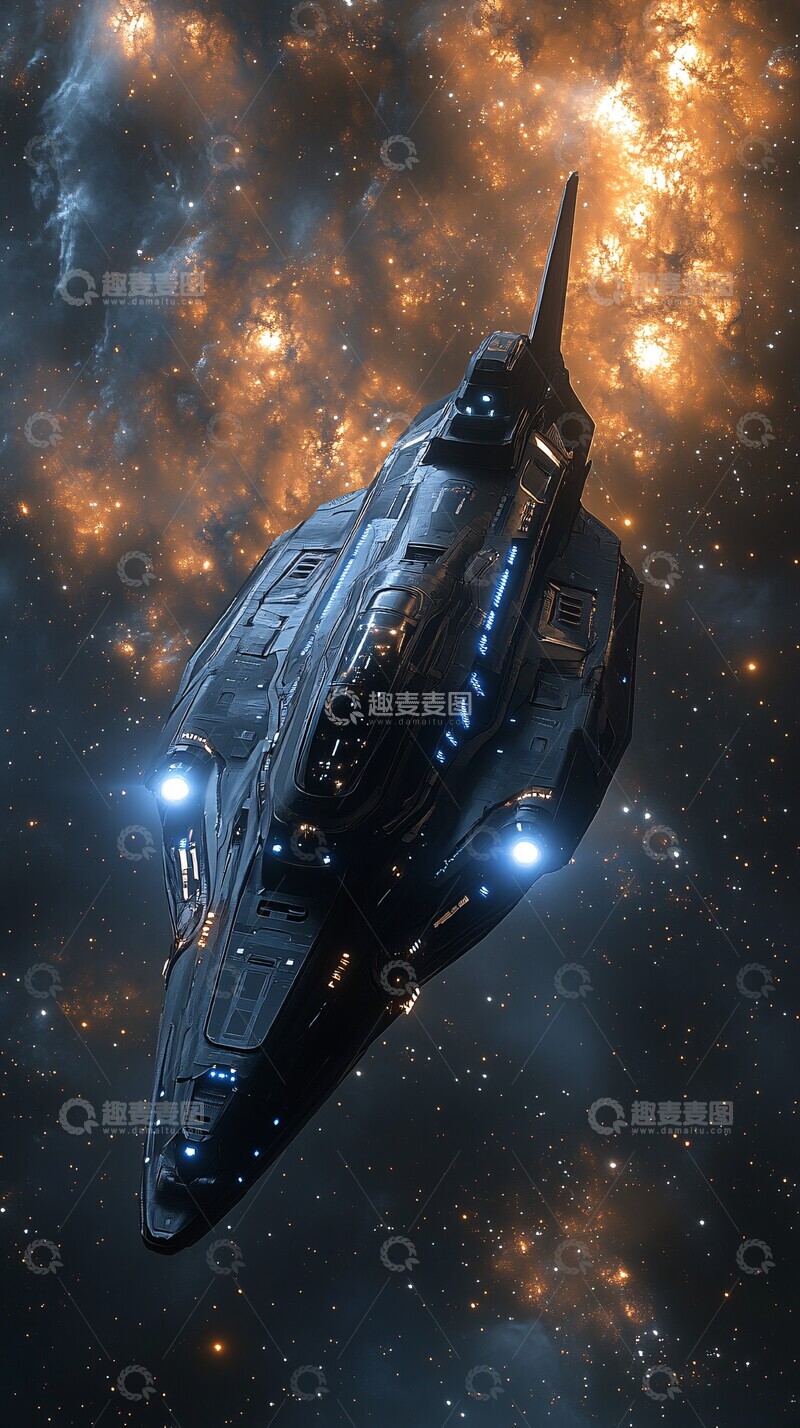 高清大图下载【趣麦麦图】黑色飞船星际飞行
