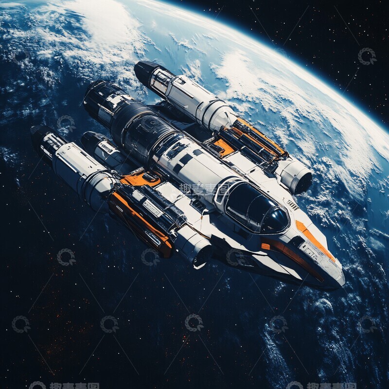 高清大图下载【趣麦麦图】蓝色太空船悬浮2