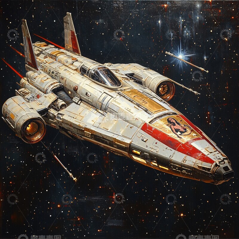 高清大图下载【趣麦麦图】银金红条纹运输船