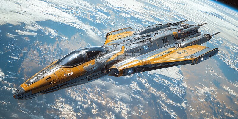 高清大图下载【趣麦麦图】金蓝飞船入大气1