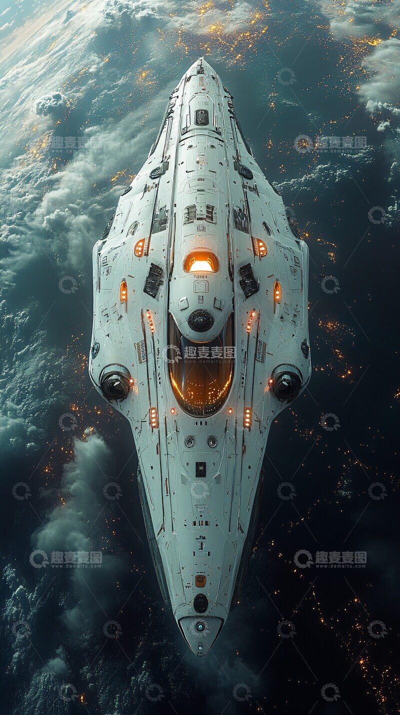 高清大图下载【趣麦麦图】白飞船黑洞穿梭1