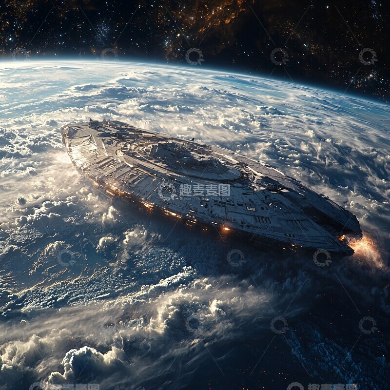 高清大图下载【趣麦麦图】太空船紧急降落地球