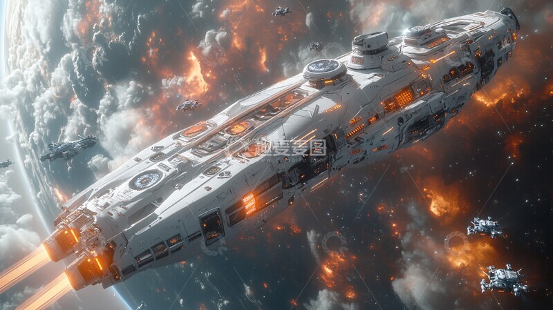 高清大图下载【趣麦麦图】巨型母舰战斗场景