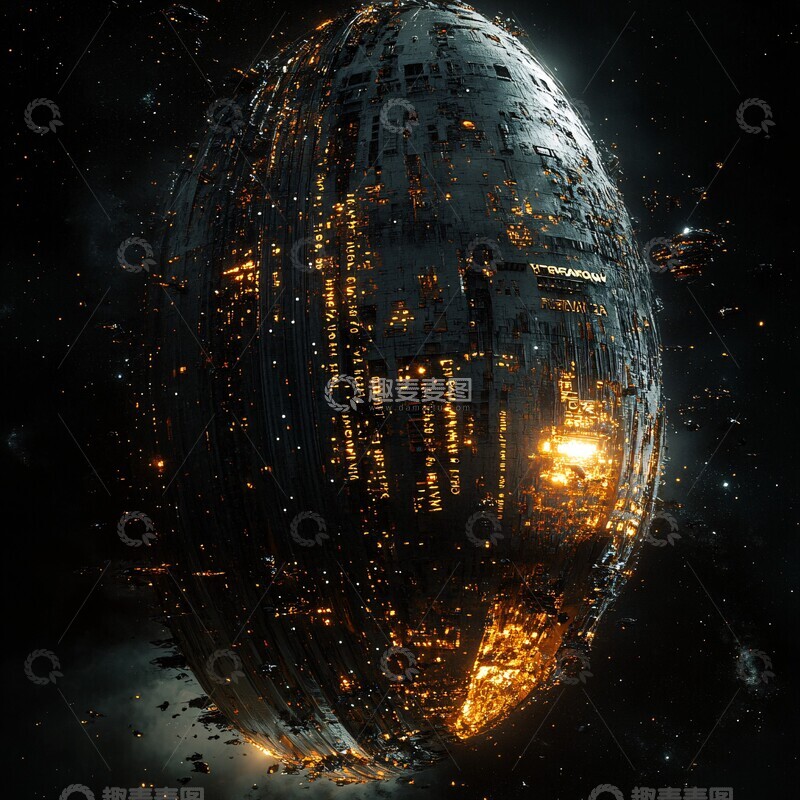 高清大图下载【趣麦麦图】巨舰穿越星际残骸1