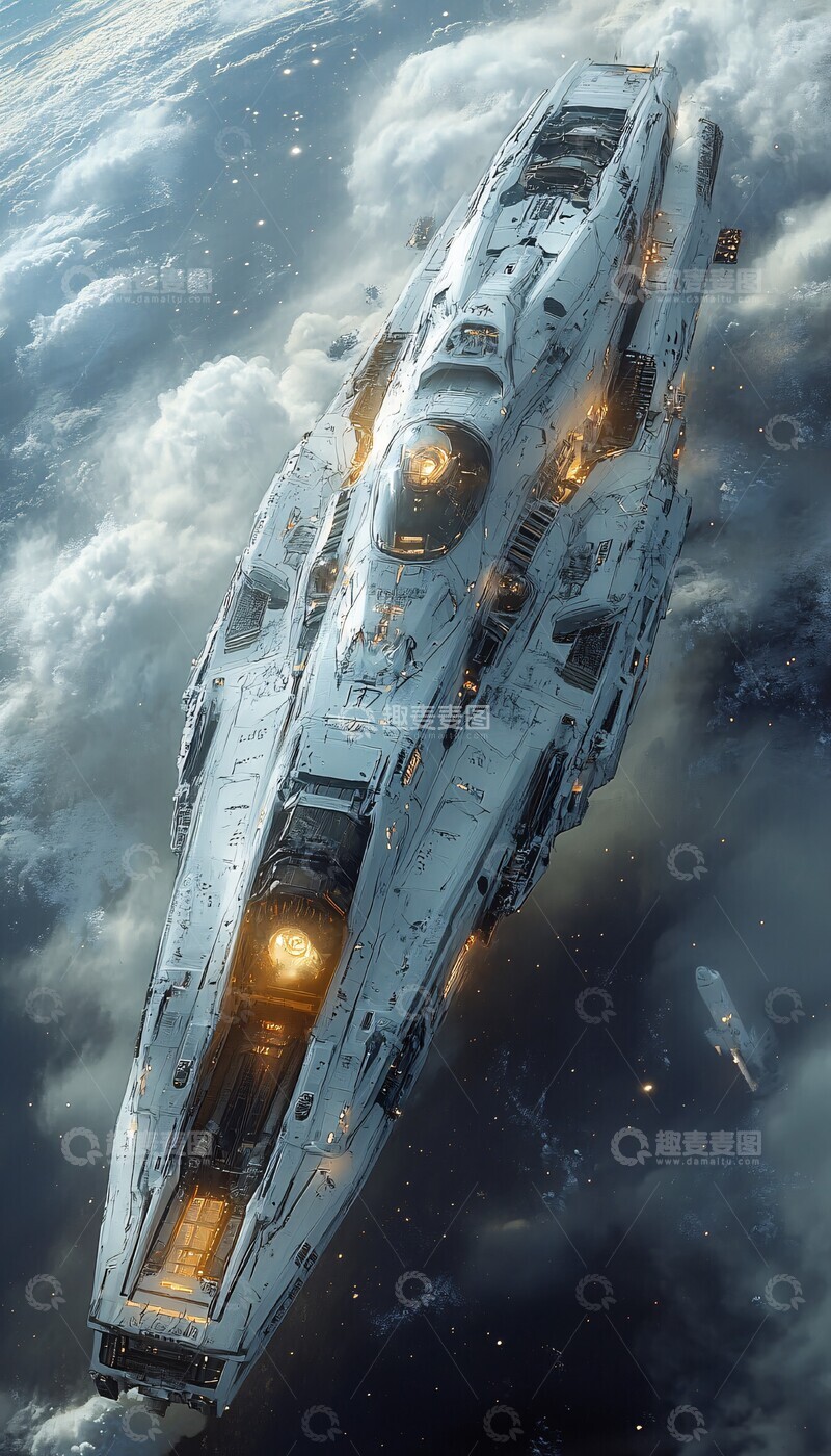高清大图下载【趣麦麦图】蓝色白色太空船1