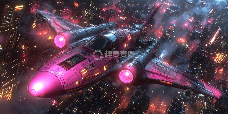 高清大图下载【趣麦麦图】紫色飞船宇宙场景