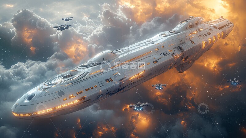 高清大图下载【趣麦麦图】巨型母舰战斗场景1