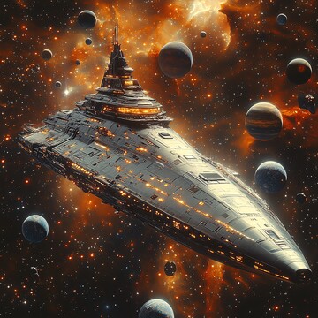 星际飞船与行星群