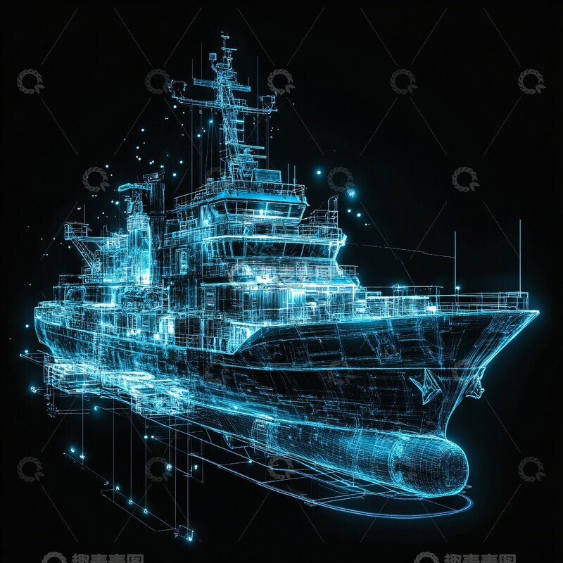 高清大图下载【趣麦麦图】蓝色货船蓝色货船集装箱