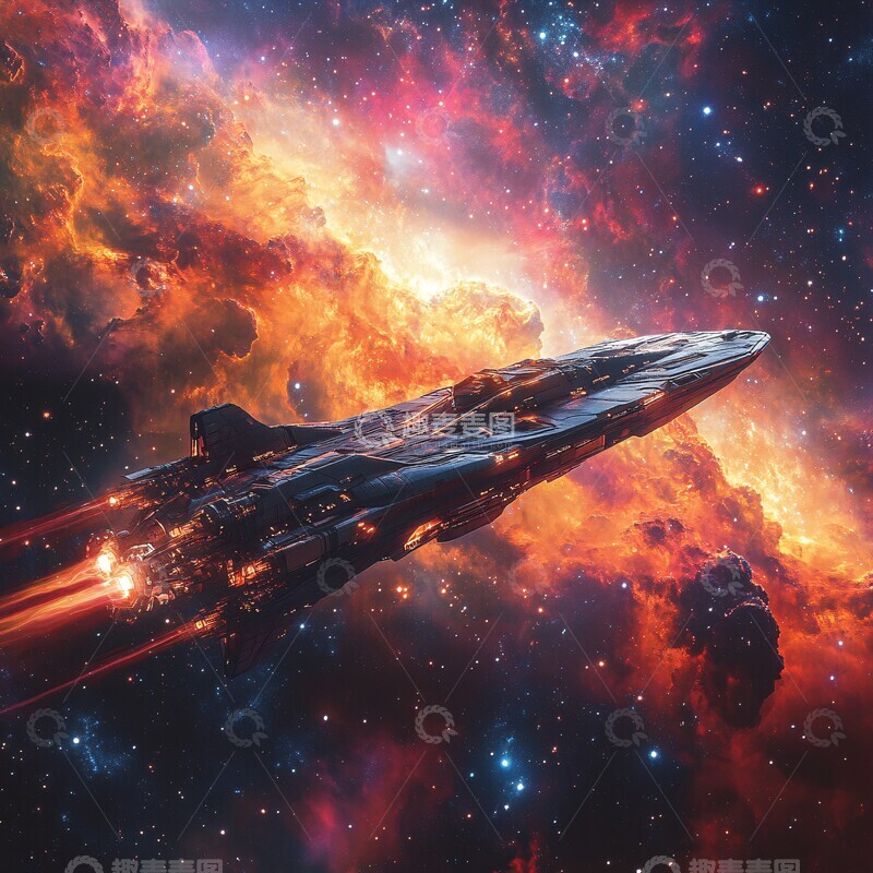 高清大图下载【趣麦麦图】太空船穿越星云2