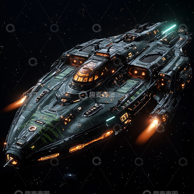 高清大图下载【趣麦麦图】黑绿斑马纹母舰1