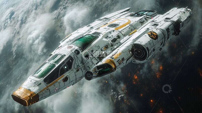 高清大图下载【趣麦麦图】白绿飞船侧面1