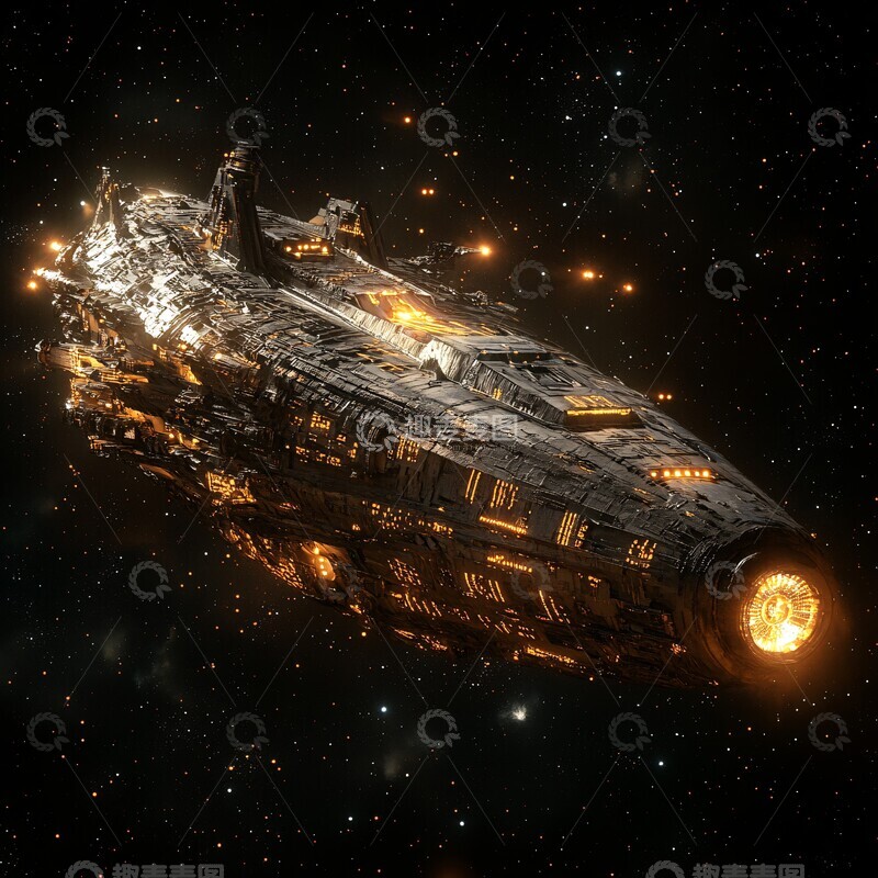 高清大图下载【趣麦麦图】巨舰穿越星际残骸