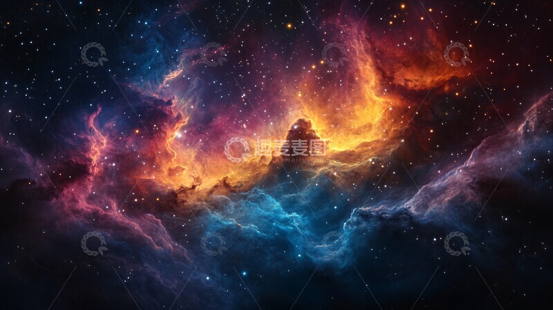 高清大图下载【趣麦麦图】星云与黄星星云黄星太空1
