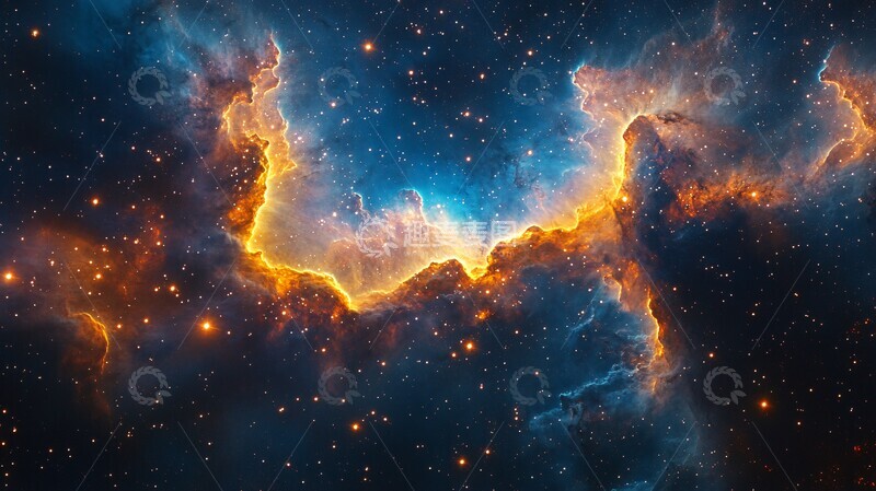 高清大图下载【趣麦麦图】星云与黄星星云黄星太空
