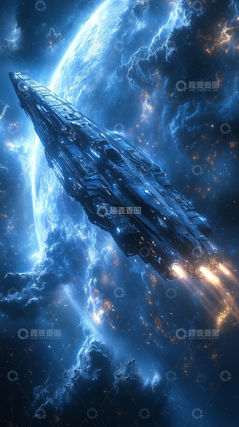 高清大图下载【趣麦麦图】飞船穿越星云海3