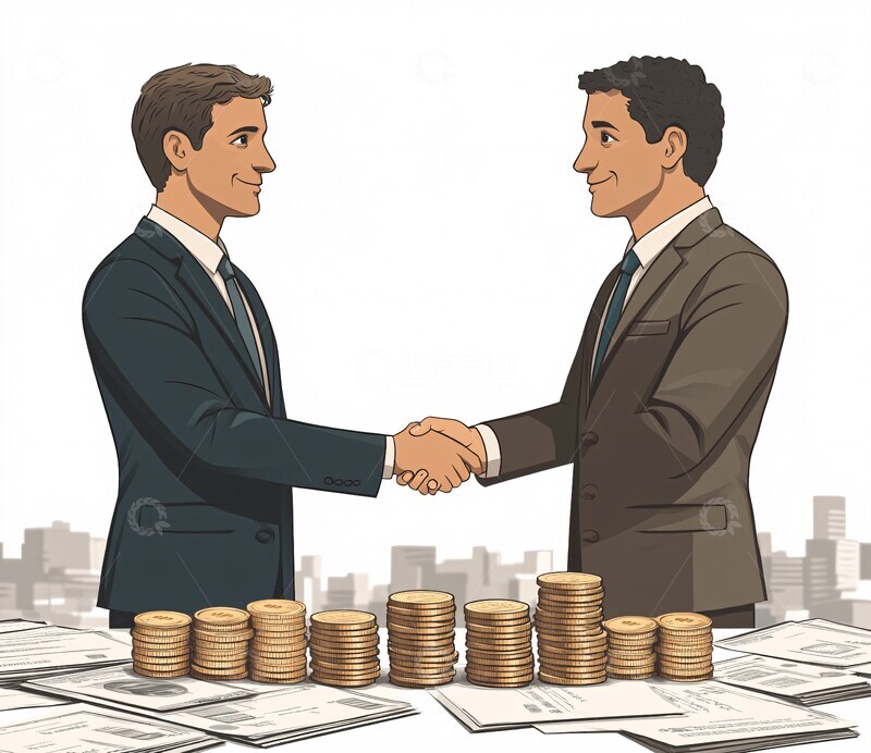 高清大图下载【趣麦麦图】商人握手镜前1