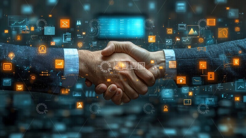 高清大图下载【趣麦麦图】合作开发握手图1