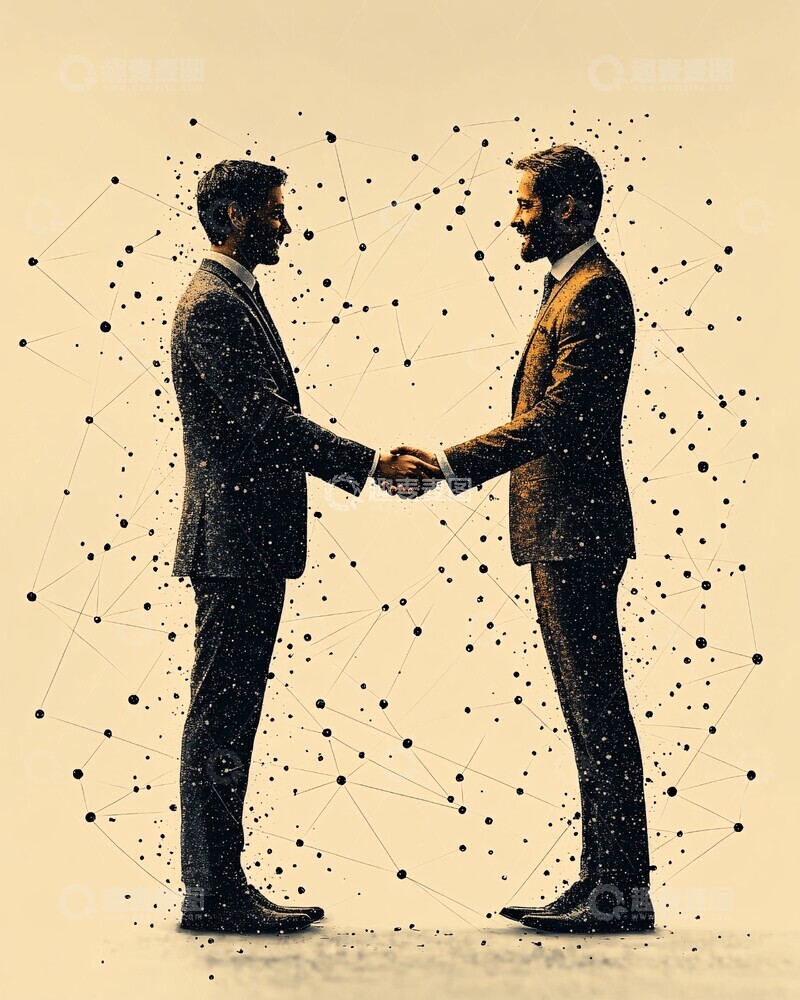高清大图下载【趣麦麦图】职业与数字形象握手