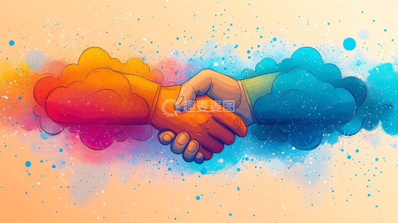 高清大图下载【趣麦麦图】云服务合作共赢1