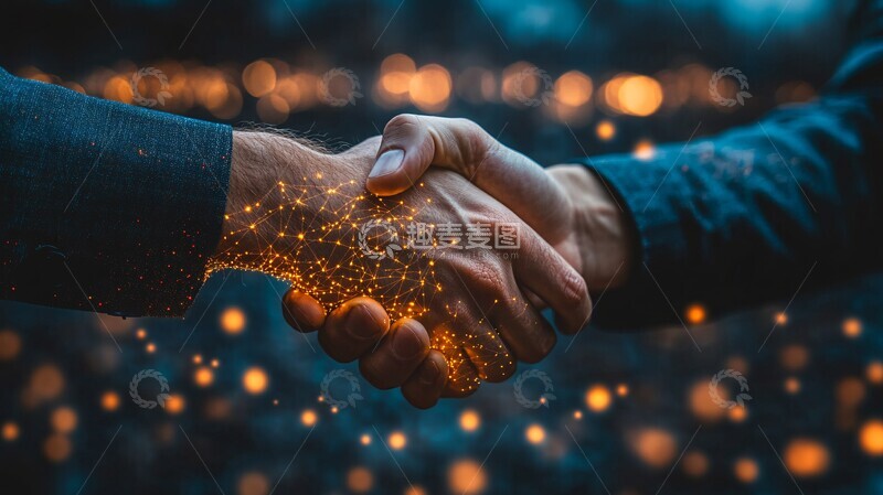 高清大图下载【趣麦麦图】合作开发握手图