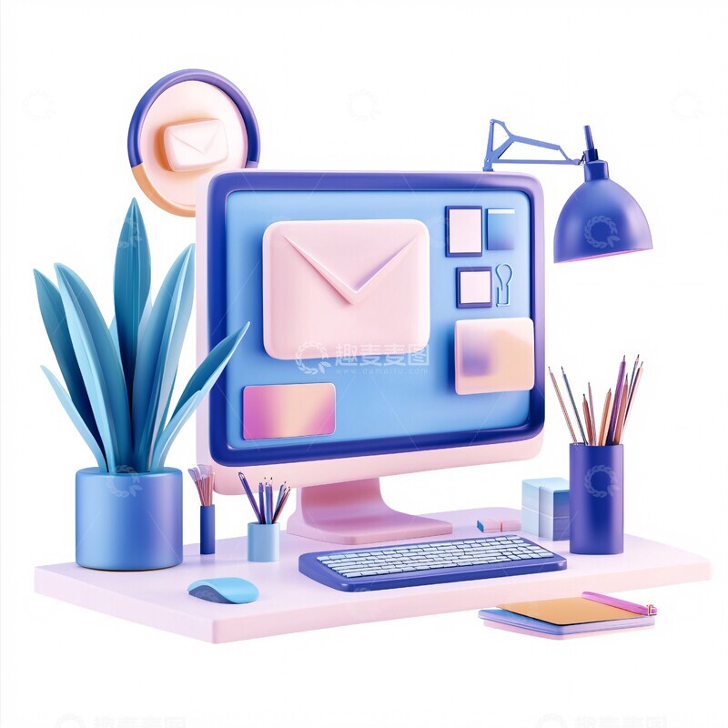 高清大图下载【趣麦麦图】办公场景立体插画1